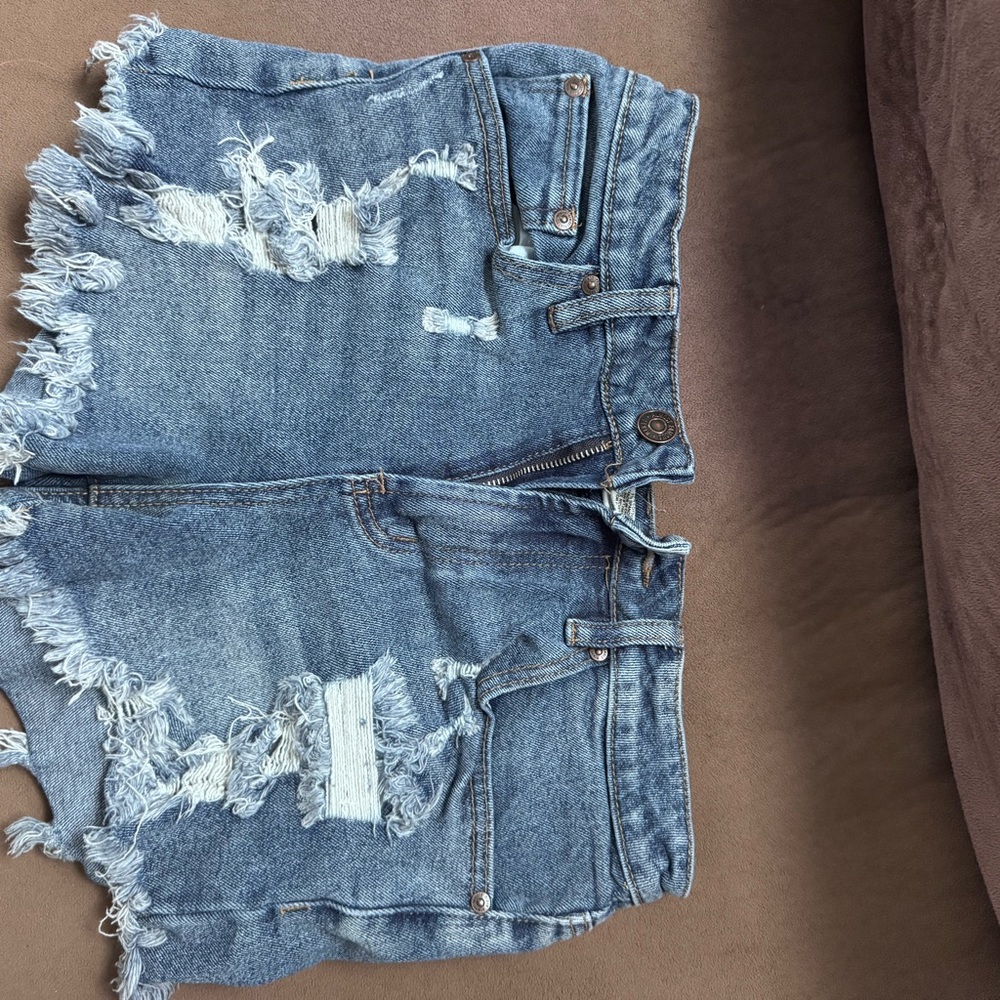 Almost Famous Distressed Blue Jean Shorts